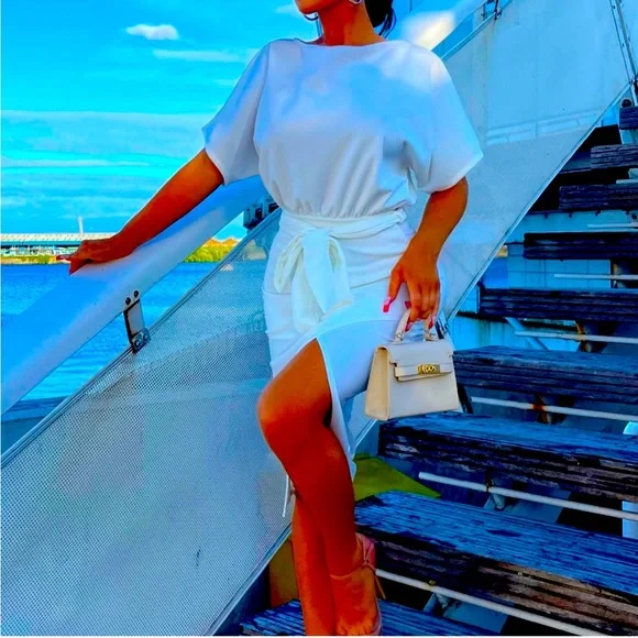 Fashion Nova | Dresses | Fashion Nova Please Hold Midi Dress In White |  Poshmark